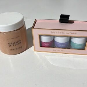 Saks Fifth Avenue Himalayan Salt Scrub and Lip Mask Trio by Pretty Goods NEW!